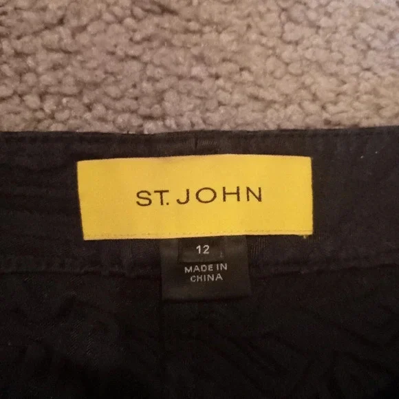 St. John Yellow Label Vintage Navy Blue Dress Suit Zip Jacket Pants Set Y2K, L